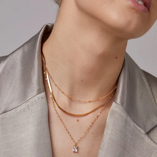 ORELIA Crystal Baguette & Dainty Necklace - Image 3