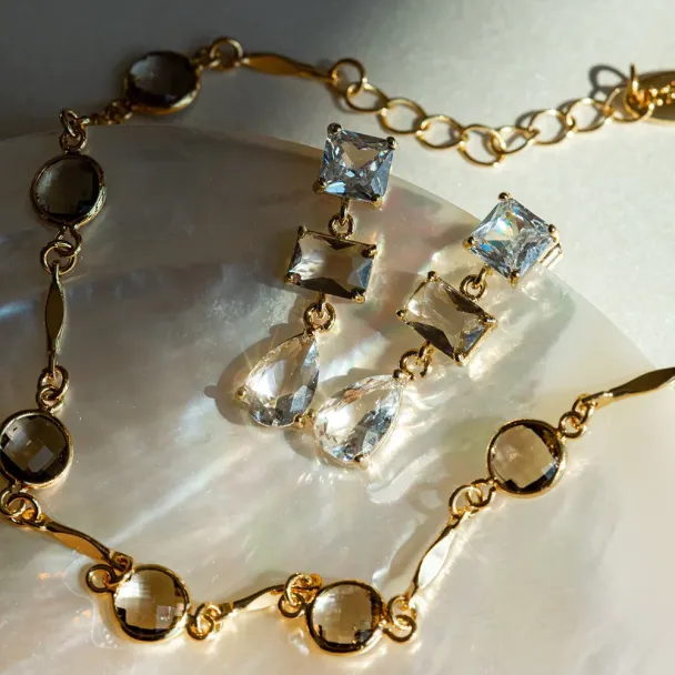 ORELIA Snake Grey Crystal & Link Bracelet - Image 2