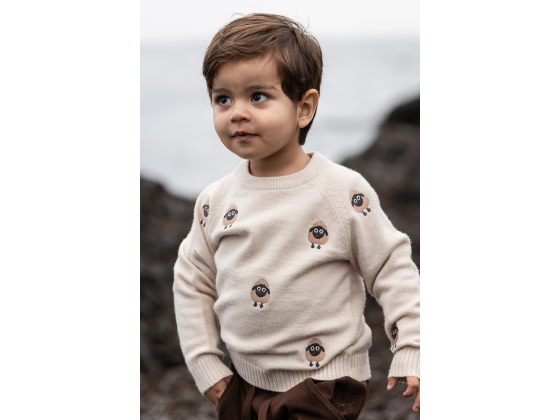 Alon Pullover med broderte sauer, Sandshell - Fliink