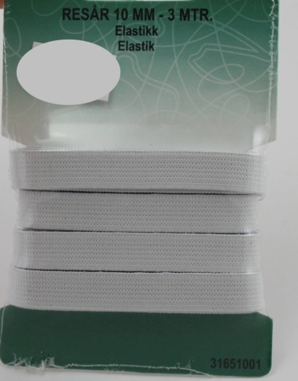 Strikk Flat Hvit 10mm - 3m