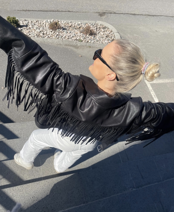 Y.A.S Freya Fringe Leather Jacket - Image 3