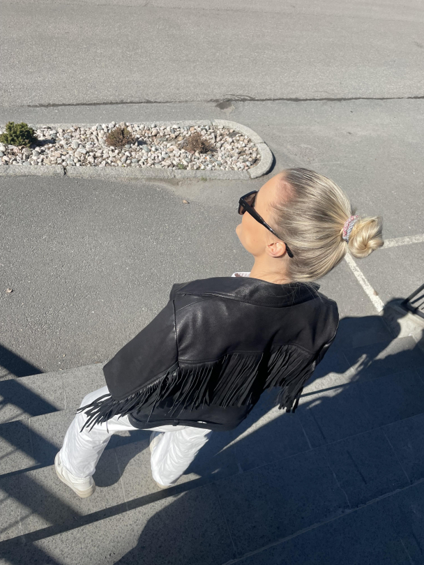 Y.A.S Freya Fringe Leather Jacket - Image 4