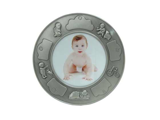 Tin fotoramme (rund) gutt - 17cm