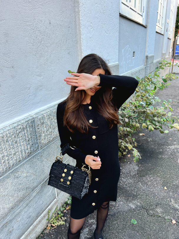 Tilli Midi Knit Dress - Black - Image 7