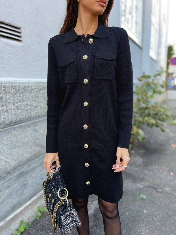 Tilli Midi Knit Dress - Black - Image 1