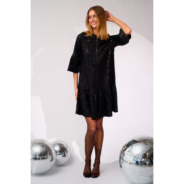 Verona Short Dress - Black w/ black
