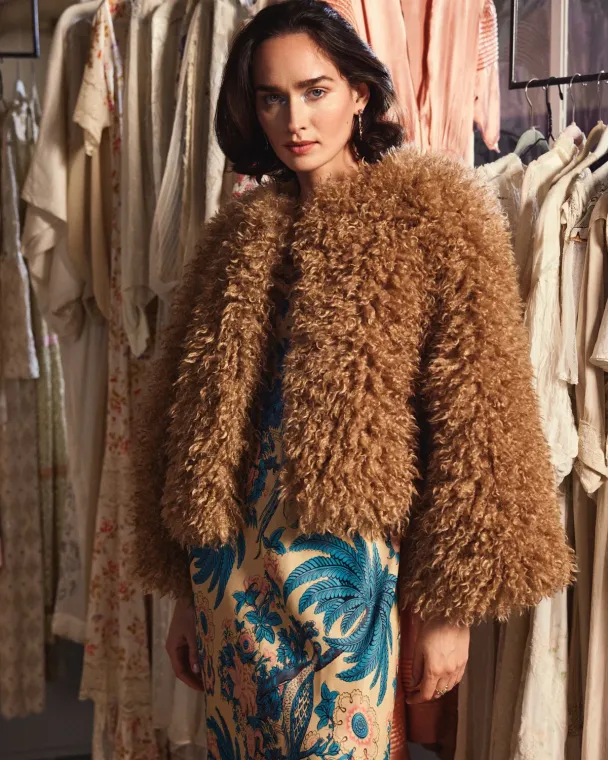 Faux Fur Jacket - Camel  - Image 3