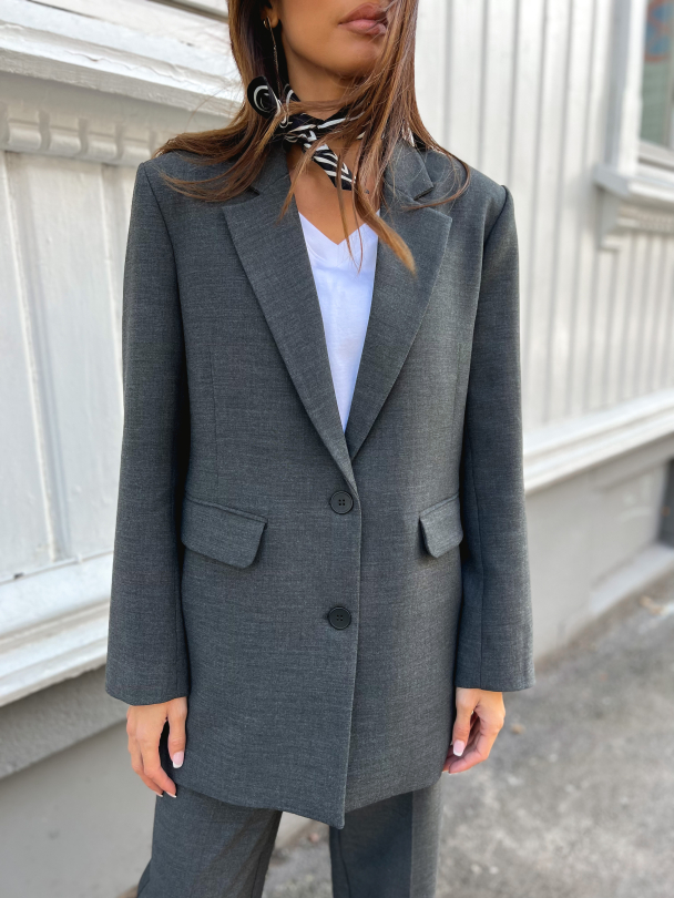 Rita Relaxed Blazer - Dark Grey Melange - Image 1