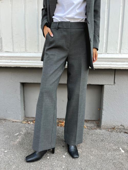 Rita Wide Pant - Dark Grey Melange