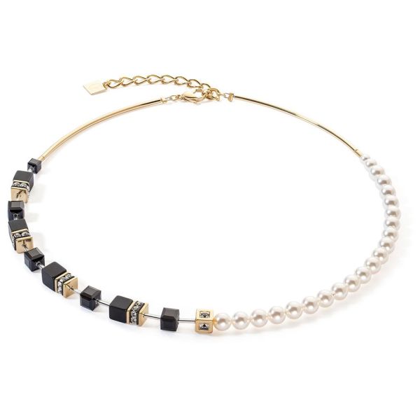 GEOCUBE Necklace Precious Fusion Pearls Black & Gold