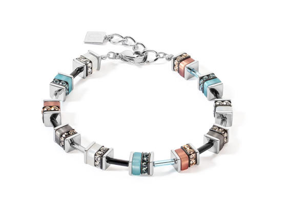 GEOCUBE Bracelet Classic Polaris & Rhinestone Aqua & Brown