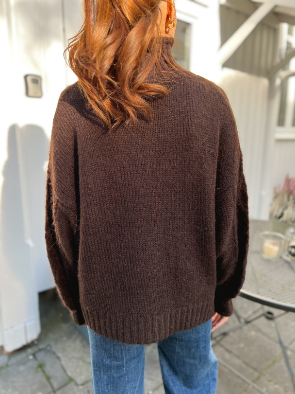 Siera Highneck Knit Pullover - Seal Brown  - Image 7