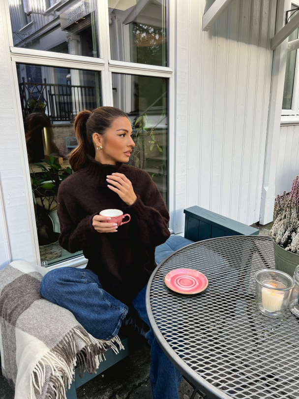 Siera Highneck Knit Pullover - Seal Brown  - Image 8