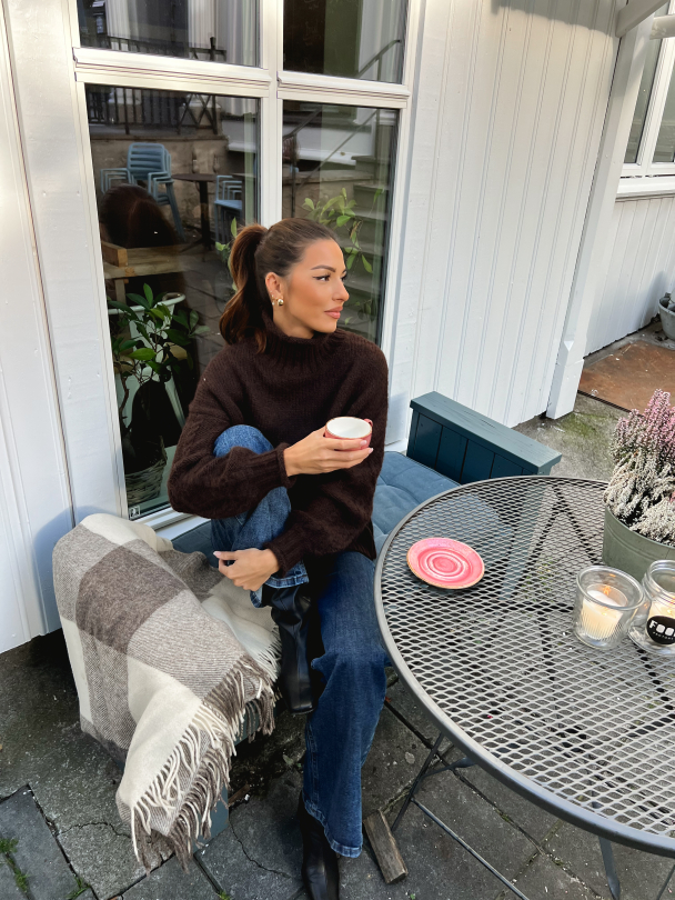 Siera Highneck Knit Pullover - Seal Brown  - Image 9