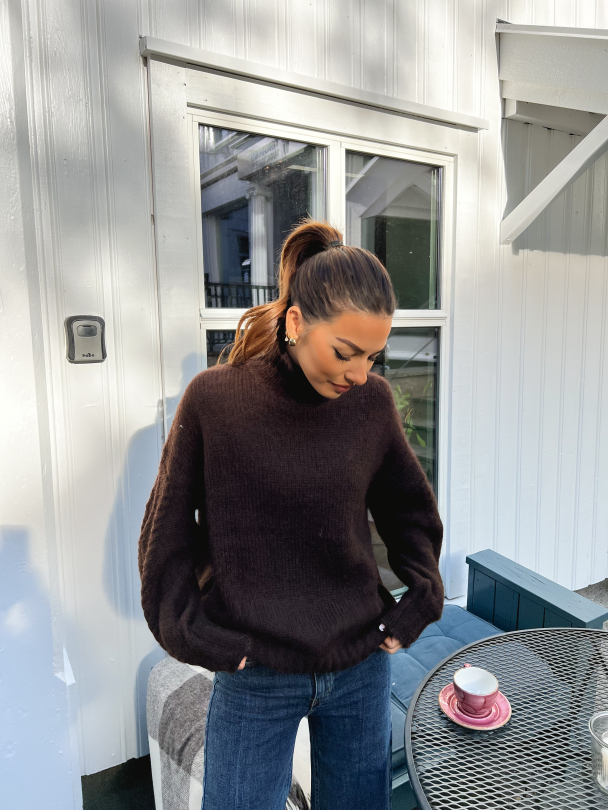 Siera Highneck Knit Pullover - Seal Brown  - Image 11