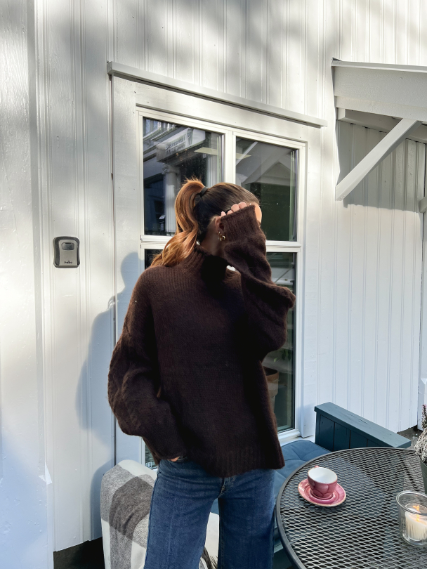 Siera Highneck Knit Pullover - Seal Brown  - Image 12