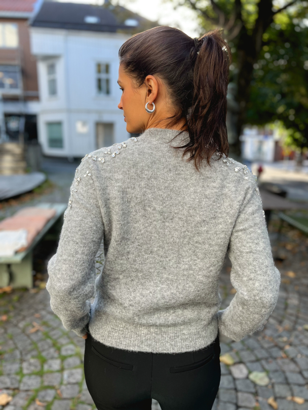 Sparkling Knit O-Neck - Grey Melange - Image 3