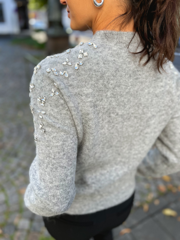 Sparkling Knit O-Neck - Grey Melange - Image 4