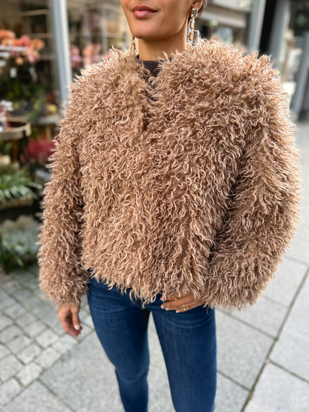 Faux Fur Jacket - Camel  - Image 1