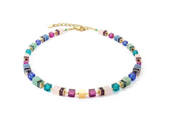 GEOCUBE Necklace Precious Statement Gold & Multicolour