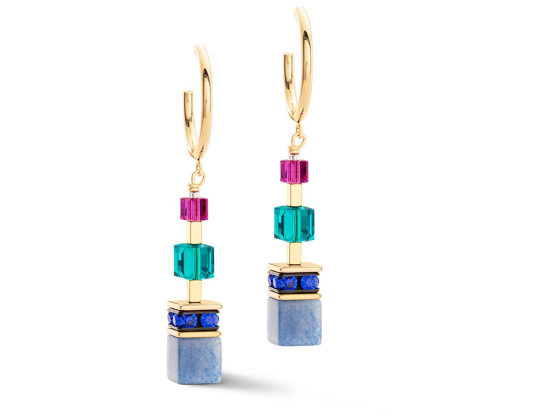 GEOCUBE Earrings Precious Statement Gold & Multicolour