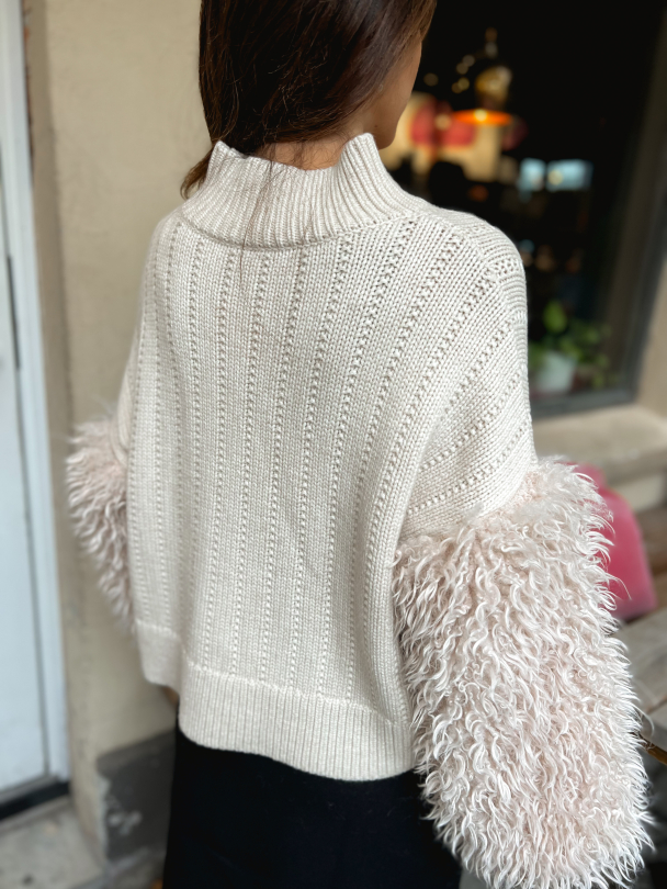 Faux Fur Turtleneck - Off White  - Image 4