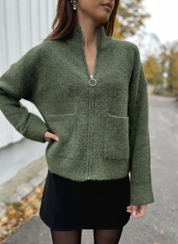 Sia Ras Zipper Cardigan - kalamata melange - Image 1