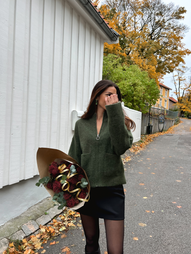 Sia Ras Zipper Cardigan - kalamata melange - Image 4
