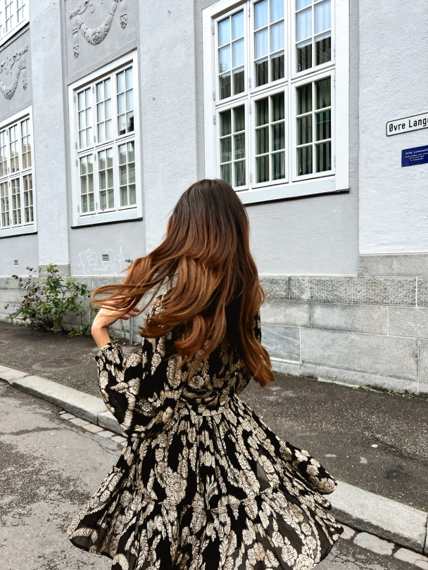 Brocade Georgette Shirt Dress - Black  - Image 9