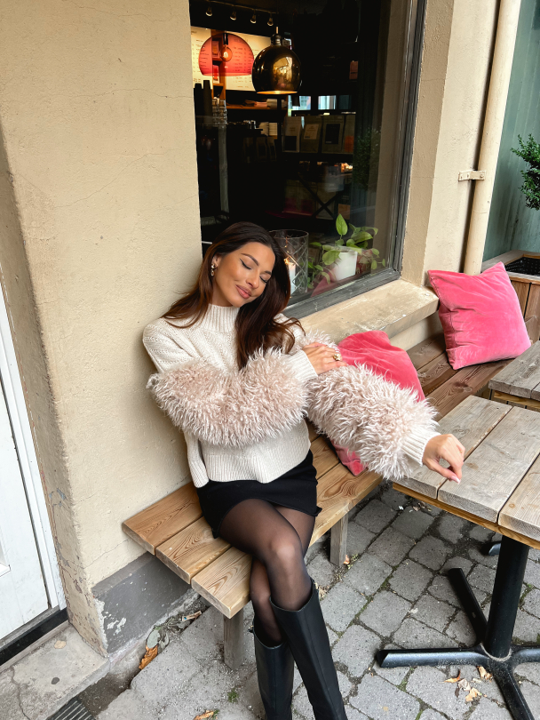 Faux Fur Turtleneck - Off White  - Image 5
