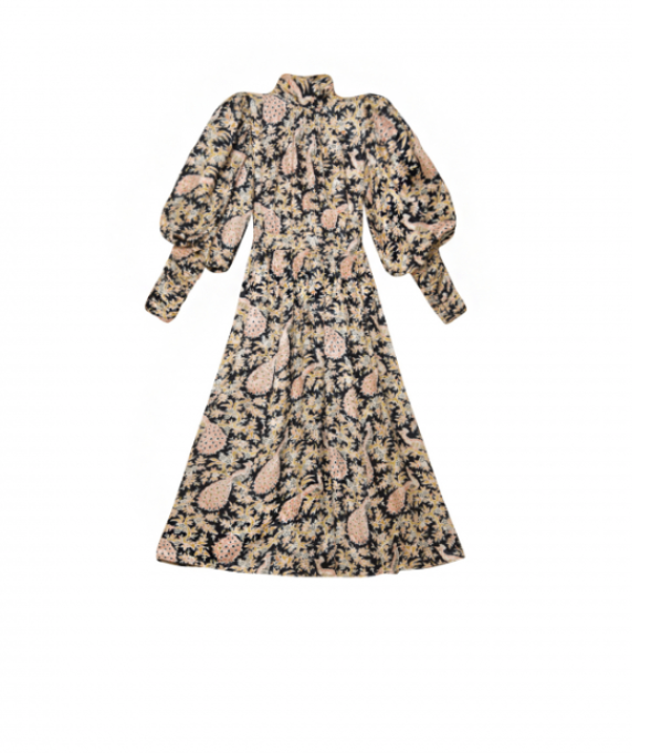 Jacquard Midi Dress - Leaves  - Image 2