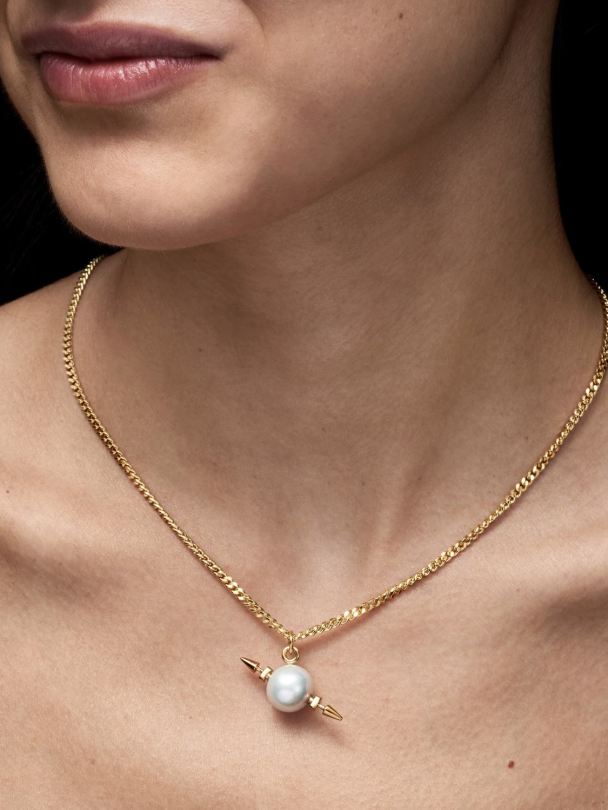 Spinning World Necklace - Gold-plated Silver - Freshwater Pearl - Image 1