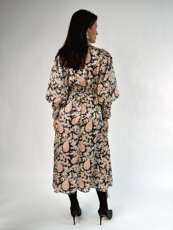 Jacquard Midi Dress - Leaves  - Image 3