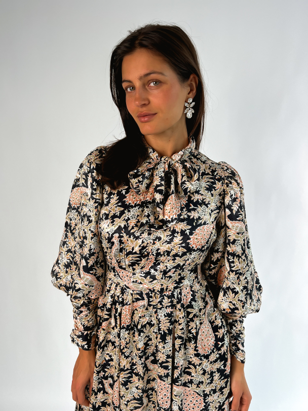 Jacquard Midi Dress - Leaves  - Image 4