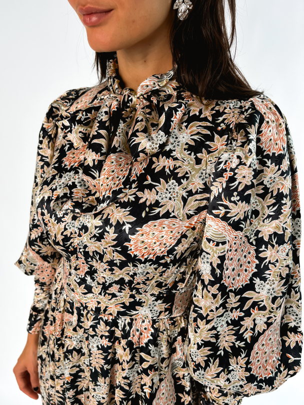 Jacquard Midi Dress - Leaves  - Image 5
