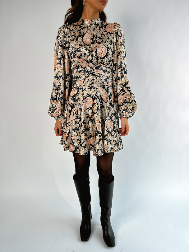 Jacquard Mini Dress - Leaves  - Image 1