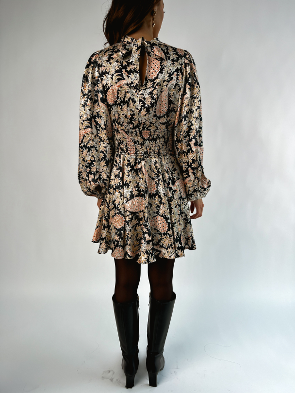 Jacquard Mini Dress - Leaves  - Image 3