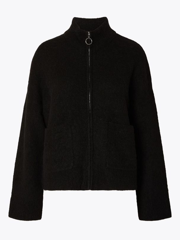 Sia Ras Zipper Cardigan - Black - Image 2