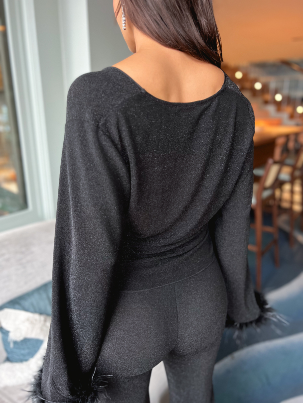 Peach Blouse - Black Glitter - Image 4
