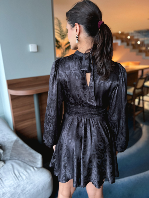 Jacquard Mini Dress - Black - Image 3