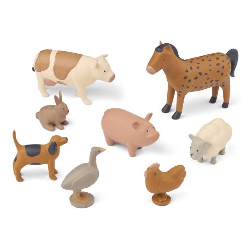 LIEWOOD - COLE FARM ANIMAL 8-PK GOLDEN CARAMEL MULTI MIX