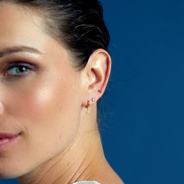 ORELIA Crystal Star Huggie Hoop & Stud - Image 2