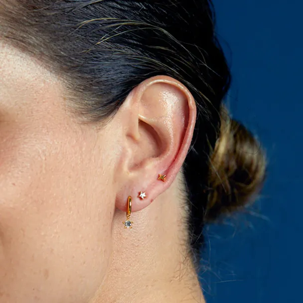 ORELIA Crystal Star Huggie Hoop & Stud - Image 3