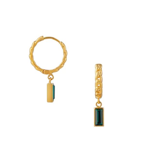 ORELIA Emerald Baguette Hoop - Image 1