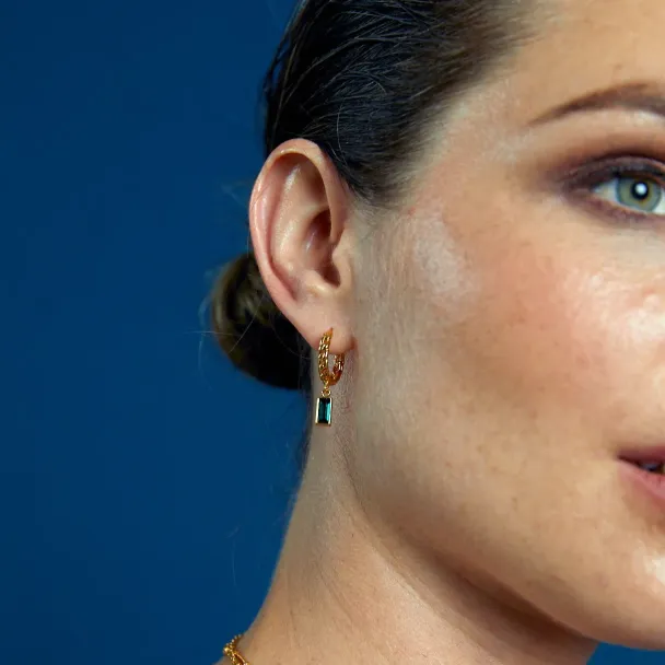 ORELIA Emerald Baguette Hoop - Image 3