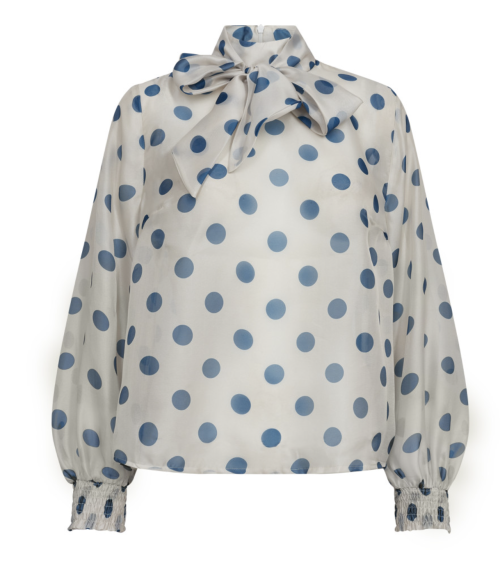 Drew Dot Blue Tie Blouse | Drew CC Dot Blue Tie Blouse fra Co´Couture