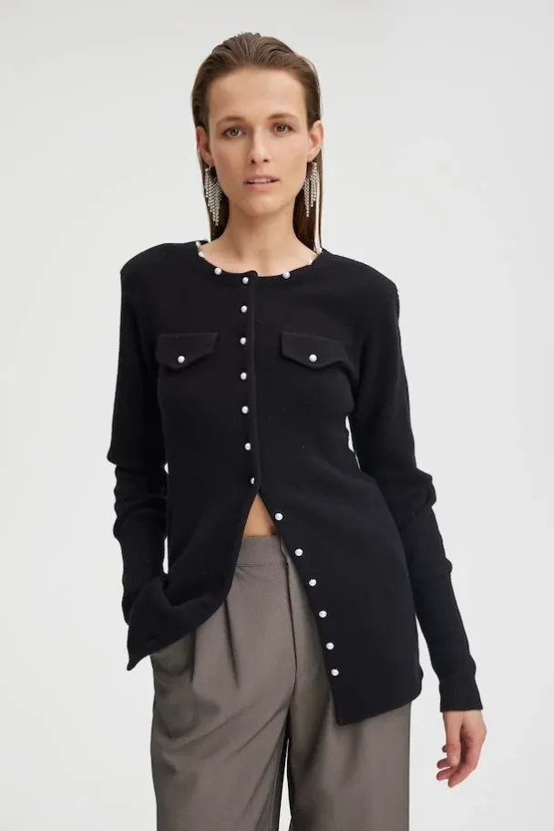 Manzi Wool Pearly Cardigan - Black  - Image 4