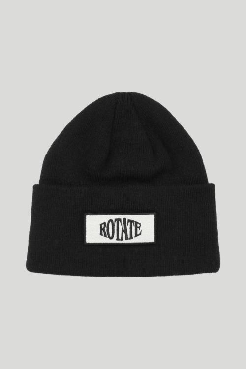 Knitted Beanie W. Patch - Black 
