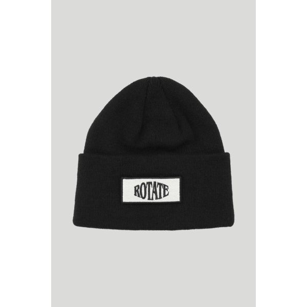 Knitted Beanie W. Patch - Black 