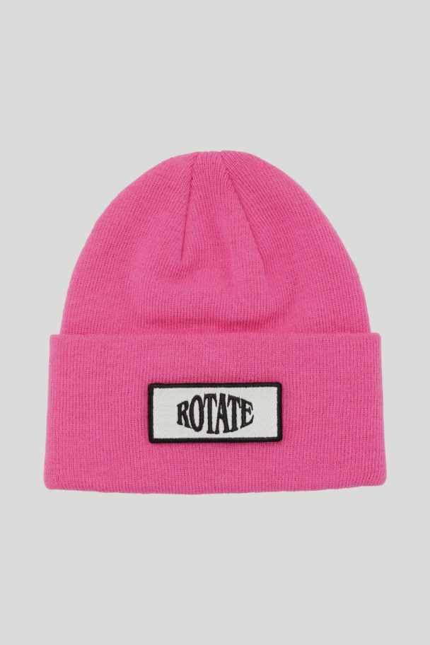Knitted Beanie W. Patch - Ibis Rose  - Image 1